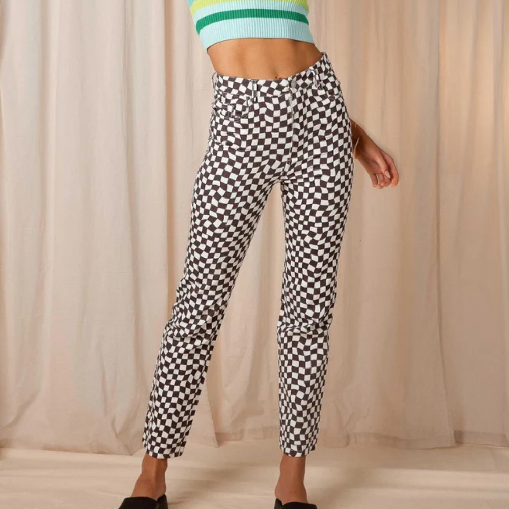 PEPPERMAYO Electric Avenue Pants - Warped Check - Size 6